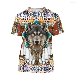 Men's T Shirts Men's National Style Summer T-shirt O-neck 3d Print Husky Dog Tops Short Sleeve Tees Handsome Bohemian Clothes Athleisure