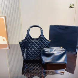 Yeni çantalar lüks çanta deri kontrol kadın çanta tasarımcısı omuz tote büyük plaj çantası lüksler seyahat crossbody cüzdanlar 2pcs set 21cm
