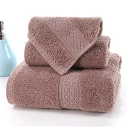 Toalha 3pcs toalhas de banho de algodão sólido para adultos lençóis domésticos de banheiro de praia grande spa Terry