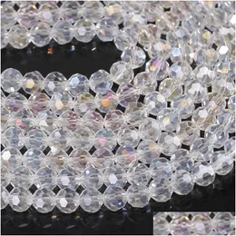 BEDEDED 3 4 6 8 MM CRISTER CUT GLASE ROUND CRISTAL CRISTAL BEADIF STRAND STRAND DIY مكونات DIY للإبرة DRO DHGARDEN DHIXF