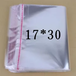 工場向け直接低い透明な接着剤バッグビニール袋ソックス衣料品宝石バッグ透明なOPPバッグ17x30cm 500pcs lot231d