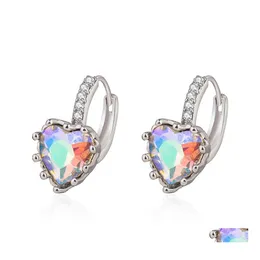 Fascino Moda e orecchino squisito Orecchini d'amore semplici Zircone a forma di cuore placcato Ab Colore Peach Heart Drop Gioielli di consegna Dhgqt