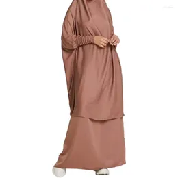 Ropa étnica eid musulmán de 2 piezas prendas con capucha vestimenta de hijab para mujeres long khimar falda jibab abaya ramadán islámico niqab musulman