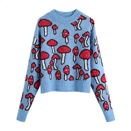 Os suéteres femininos da primavera de desenho animado simples e versátil Jacquard Geometrica Maglione Pullover Ladies Jumper 230214