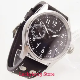 Relógios de pulso Mecânicos Winding Men's Watch de 43 mm de capa escovada de glass de vidro 17 jóias