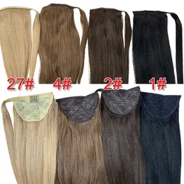 Hair Band Tail Human Remy Straight European Styles 6g 100 Clip Clip in S 230214