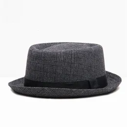 Wide Brim Hats Bucket Vintage Pork Pie Men Cotton and Linen Fedora Mans Church Small Jazz Trilby Panama Caps 230214