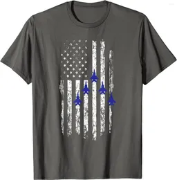 Camisetas masculinas de caça de bandeira americana Valor de jato de aeronaves militares de aeronaves militares Mille