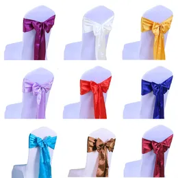 SASHES 50PCSLOT SATIN Fabric Stol Bow Cover för bröllopsstolar Knut Decoration Party Bankett EL Event Celebration Wholesale 230213