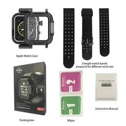 Full Body Protected Straps IP68 Waterproof Cases Sealed Shockproof Cover For Apple Watch Band Watchstrap iWatch Series 3 42mm and 654 4221A