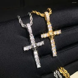 Ketten Mode Micro Pave Zirkonia Cz Schädel Kreuz Anhänger Halskette Schmuck Für Männer Frauen