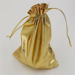 100st Gold Foil Organza Wedding Favor Present Bag Pouch smycken Package 7x9cm 9x12cm 11x16cm 13x18cm276u