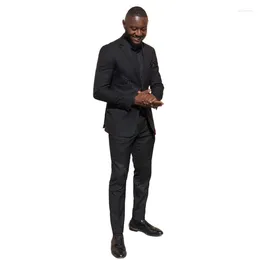 남자 양복 클래식 흑인 두 부튼 슬림 한 남자 웨딩 신랑 착용/사업 공식 남성 의류/정장 용품 용 맞춤 세트