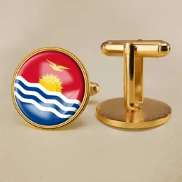 Kiribati National Flag Wufflinks em todo o mundo National Bandle Cufflinks Suit de botão Decoração de terno para artesanato de presente de festa