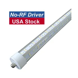 LED -r￶r Stock i US 45W 72W 144W 8ft T8 Single Pin FA8 R17D 8 fot L￤tt dubbla dubbelrader Fluorescerande r￶r AC 85277V Clear Drop de DH4RORO