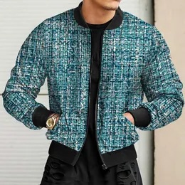 Men's Jackets Outer Wears Mens Fall Winter Casual Sports Woven Street Geometric Pattern Stand Collar Zip Jacket Trench Coat Athletic Cut