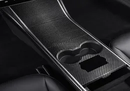 4 PCSSet Real Car Interior Accessories Carbon Fiber Center Console Cover voor Tesla Model 3 2017202185610303030