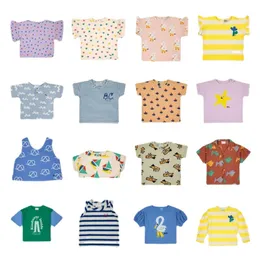 Zestawy odzieży Styl Ins Tshirt dla dzieci 2023 Seria BC Summer Chłopca Bawełna oddychająca oddychająca z krótkim rękawem 230214