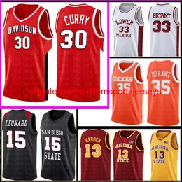 Stephen 30 Curry Mens Kevin 35 Durant Jersey NCAA Red White College Basketball Wears