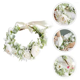 Dekorativa blommor Blomma hår Tillbehör Floral Pearl Decor Carole Baskin Spädbarn Pannband Bröllopsdekoration Ring Krans