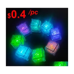 Night Lights Mini Led Party Square Color Changing Ice Cubes Glowing Blinking Flashing Novelty Supply Bb Ag3 Battery For Wedding Bars Dhchz