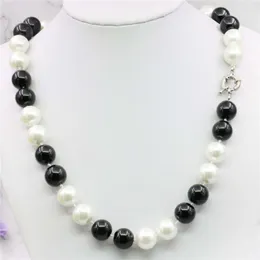 Catene 2023 Elegante guscio nero bianco 12 mm collana perla gioielli fai -da -te che producono perle a catena di corda pietra naturale 18 pollici