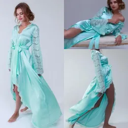 Bridesmaid Dress High Low Lace Bathrobe Women Blet Floor Length Lingerie Nightgown Pajamas Sleepwear Women's Luxury Gowns Housecoat