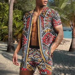 Men's Tracksuits Tracksuit Casual Summer Beach Short Sleeve Shirt And Shorts Suit Vacation Hawaiian Two-Piece Set Male Clothing St
