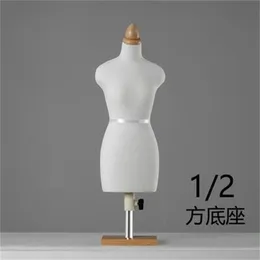 1/2 costura de pano de arte feminina Mannequin Torso de madeira BJD Body Trip￩ Stand manikin ombro de traje de ombro Corte pode prender o vil￣o E148