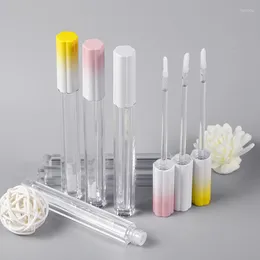 Lagringsflaskor hosta30 st gul röd vit blomma transparent läppglansrör läppstift tom påfyllningsbar kosmetisk behållare diy verktyg