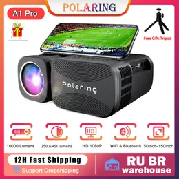 Proiettori Polaring A1 Pro Proiettore 1080P Digital Video Projetor 5G Wifi 10000 Lumen 250Ansi Cinema Home Camping Proyector 230214