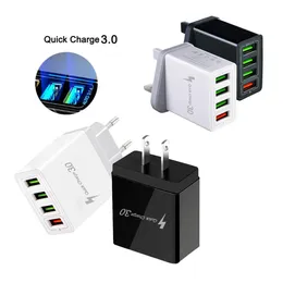 QC3 0 4 USB fast charging mobile phone charger multi-ports US European UK travel charger adapter260I
