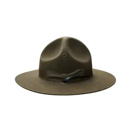 Breda brimhattar Bucket X047 US Marine Corps vuxen Wool Fedora Justerbar Woolen Army Green Hat Men Fashion Womens Church 230214