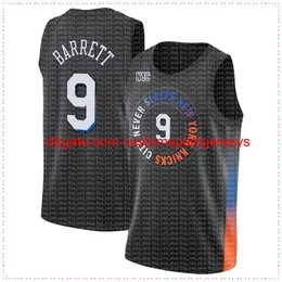 RJ 9 Barrett Jersey Julius 30 Randle Derrick 4 Gül Basketbol Formaları 2021 Yeni Siyah