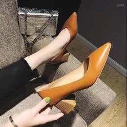 Dress Shoes Cresfimix Mujeres Tacones Altos Female Fashion Pointed Toe Pu Leather Spring Slip On Square Heel Women Casual Pumps A9753