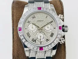 VRS Factory 116599 Armbanduhr, Durchmesser 40 mm, mit 7750-Uhrwerk, multifunktionale Zeitmessung, Saphirglas, Spiegel, Naturkautschukarmband, wasserdicht 100 m