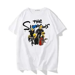 مصمم الأزياء الفاخرة Balencaiganess Classic Shirt Joint the Simpsons Print Shirts Shorts Mens Women Casual High Street T kd kd kd