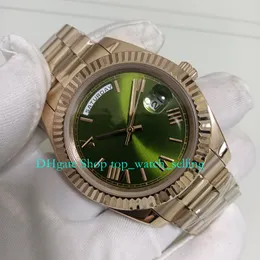 13 Färg med lådmekaniska klockor för män Datum 40mm Rose Gold Olive Green Dial Armband Asia 2813 Rörelse Automatiska armbandsur Herrklocka