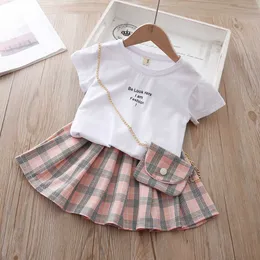 مجموعات LZH Summer Clothing Casual Baby Girl Clothes مجموعة أطفال tshirtdress بدلة للبنات سنة إرسال حقيبة