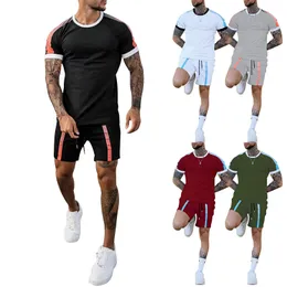 Träningsoveraller för män t-shirt kostym teknologi fleece bokstav street casual andas sommar kostym topp shorts t-shirt utomhus sport M-3XL kvalitets kostym