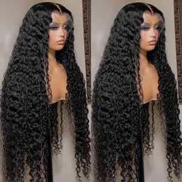 LACE S 13X6 HD Transprent Human Hair for Women Brasilian 32 tum djup våg 13x4 Front Water Curly Frontal 230214