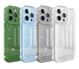 iPhone 14 Plus의 Crystal Diamond Grain Shopproof Case 13 12 11 XR X XS Max 소프트 TPU 패션 블링 Shinny 명확한 투명한 고급 구멍 스마트 폰 백 스킨 커버