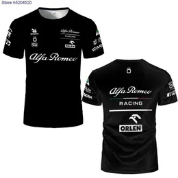 남자 T 셔츠 2023 New Fashion F1 Formula One 레이싱 팀 Alfa Romeo Shirts 자동차 3D 인쇄 여성 O-Neck Kids Tees Tops Jersey 451