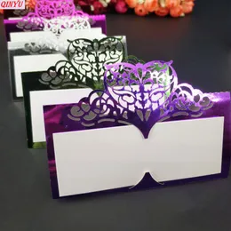 Gratulationskort 100 stks bröllopsfest tafel naam plaats kaarten favorit dekor vlinder laserklippt kort dekoratie 5z sh871