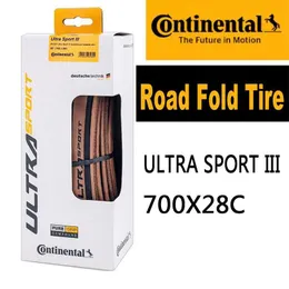 S Continental 700C Road Bike Foldbar Ultra Sport III 700x28c Brown Edge Folding Däck 28-622 180 TPI Grusdäck 0213