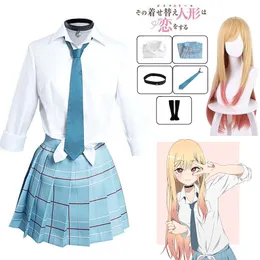 Temadräkt anime min klänning älskling kitagawa marin cosplay kostym jk skol uniform kjol kläder halloween kostymer för kvinnor man 230214