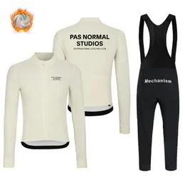 Cykeltröja sätter PAS Normal Studios Winter Fleece Men's Cycling Clothing Team Road Mountain Cykling Jersey Winter Cold Cycling PNS Cycling Suit 230213