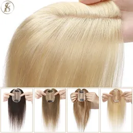 Sintetico s TESS Hair Topper 6x9cm Silk Base Women Straight Human Natural piece Clip In s For 230214