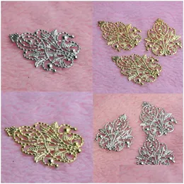 Other 20Pcs Gold/Sier Leaves Filigree Wraps Connectors Metal Crafts Connector For Jewelry Making Diy Accessories Charm Penda Dhgarden Dhviw