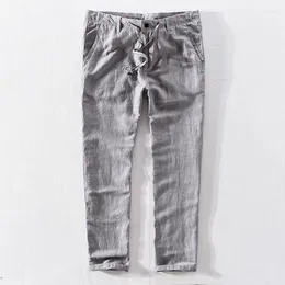 Pantaloni da uomo Italia Lino Lungo Uomo Pantaloni larghi a vita elastica a righe Mens Plus 40 Pantaloni maschili traspiranti Broek